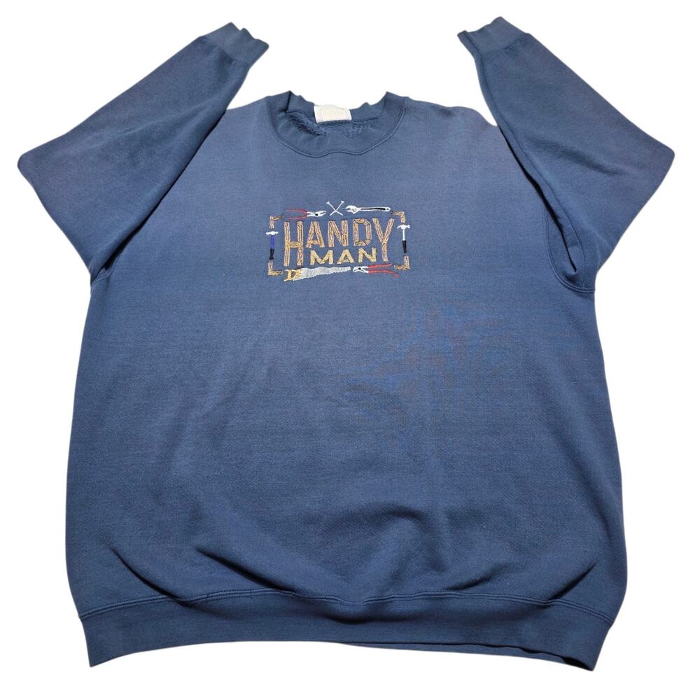 Vintage "Handyman" Embroidered Tools Sweatshirt Men's XL Lee Heavyweight USA